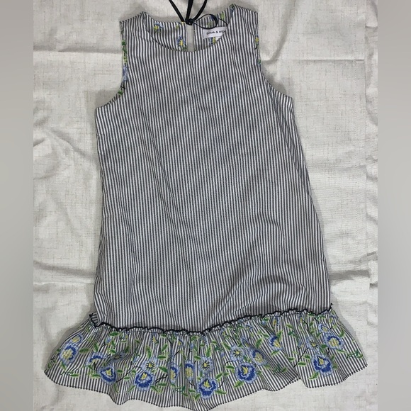 Emma & Michelle Striped Dress with Tie back and floral detailing (M) - Picture 1 of 6